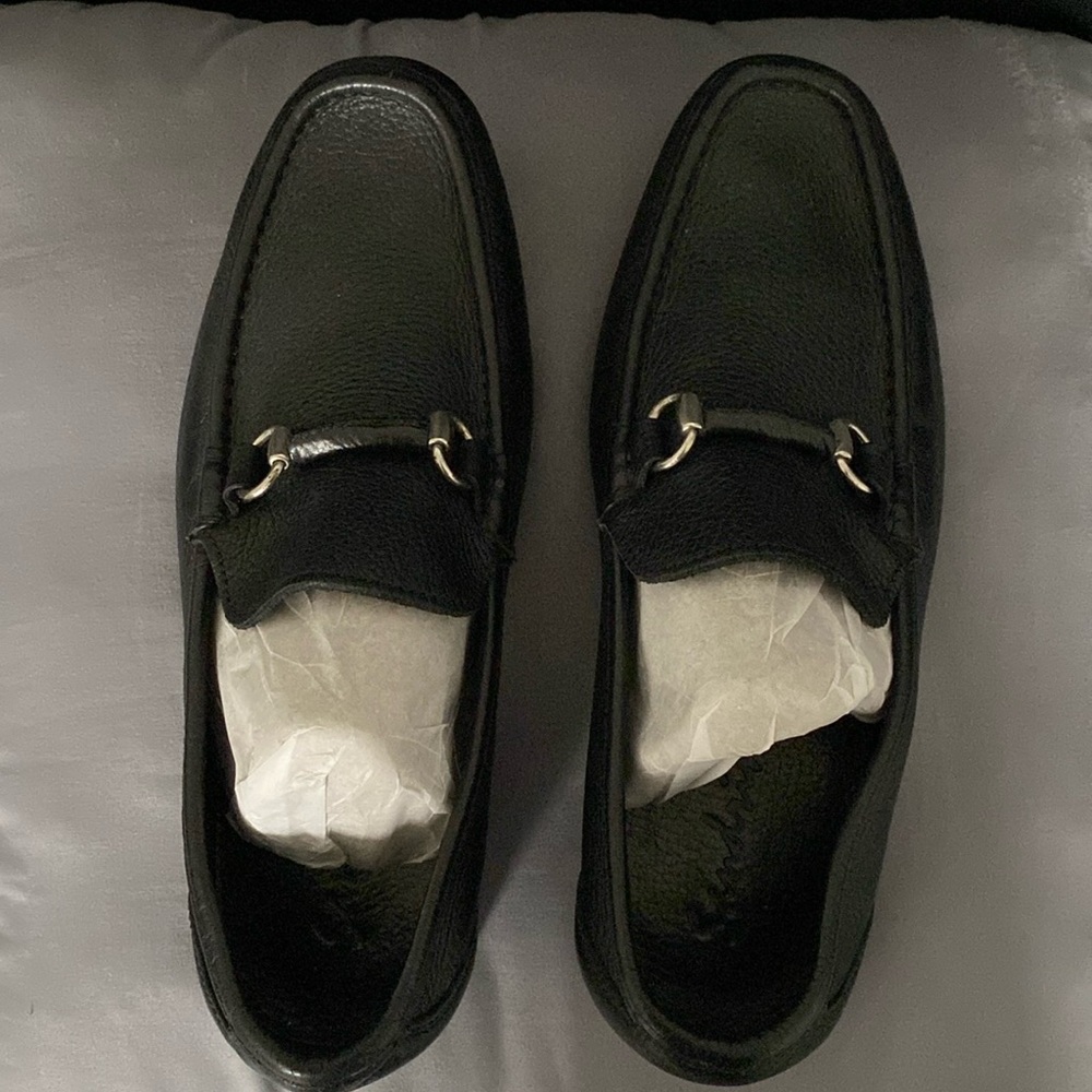 SANDRINO Mens Casual Dress Shoes Black Leather Horsebit Moccasin Loafers Size 8M